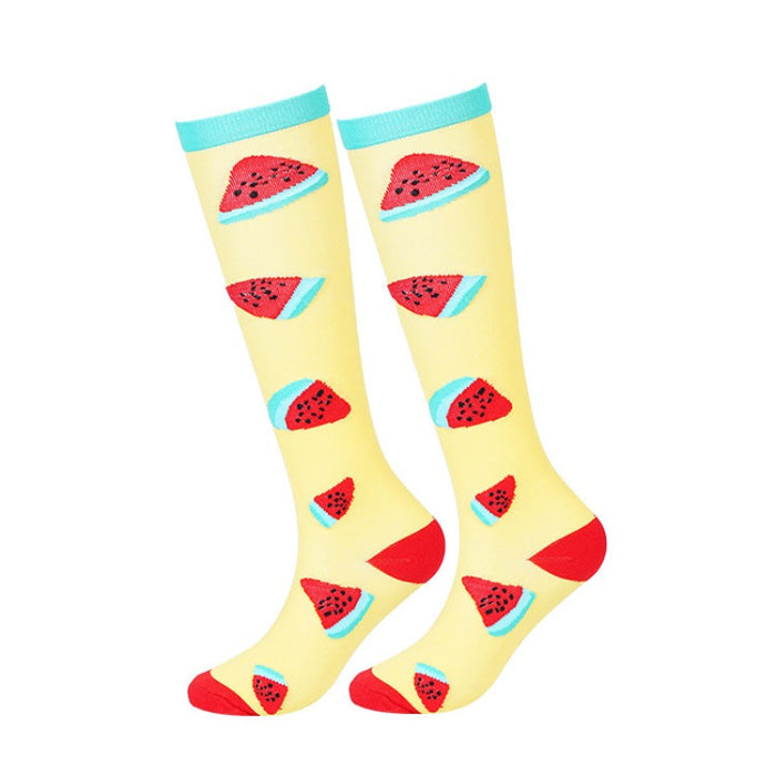 Cartoon Fruit Compression Socks Breathable Sweat-Absorbing Sports Socks Shape Leg Socks - Seven Pairs