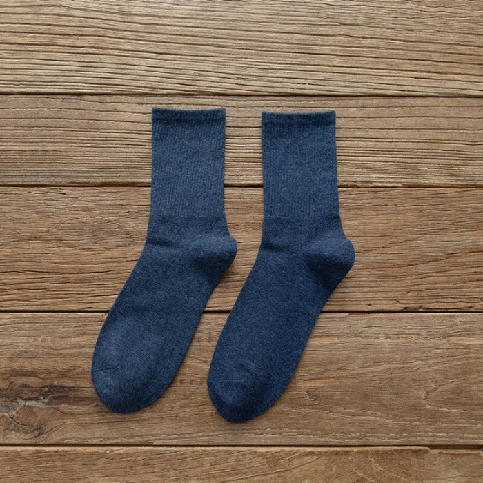 Casual Solid Color Warm Combed Cotton Socks
