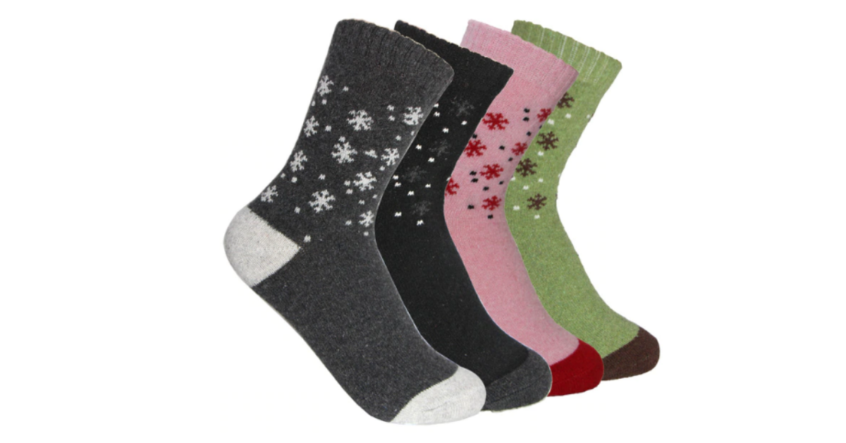 Warm Pattern Wool Socks (4-Pack)