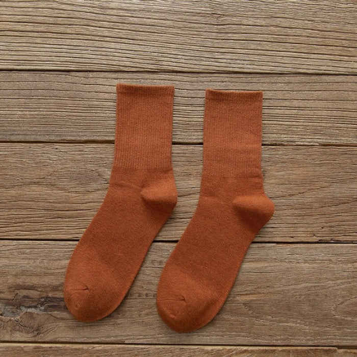 Casual Solid Color Warm Combed Cotton Socks