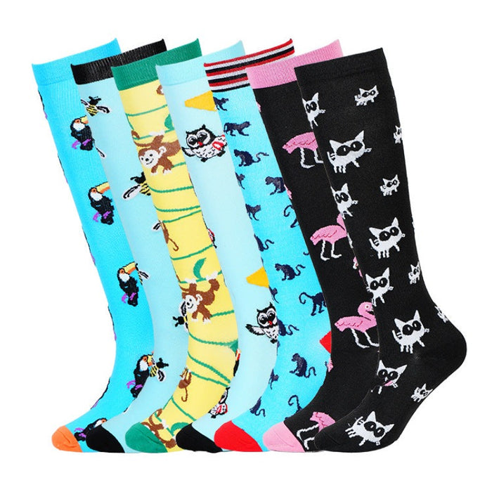 Spring Summer Animal Cartoon Compression Socks - Seven Pairs