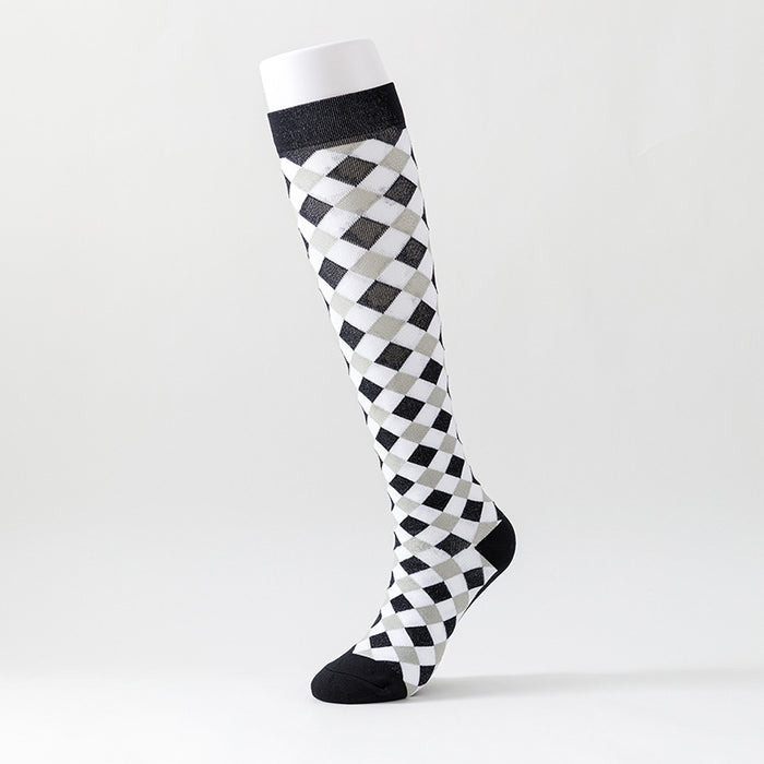 Knee-length Plaid Stockings Preppy Over-The-Knee Socks - Six Pairs
