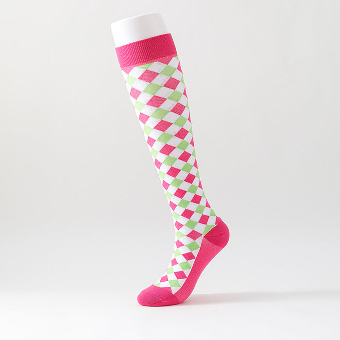 Knee-length Plaid Stockings Preppy Over-The-Knee Socks - Six Pairs