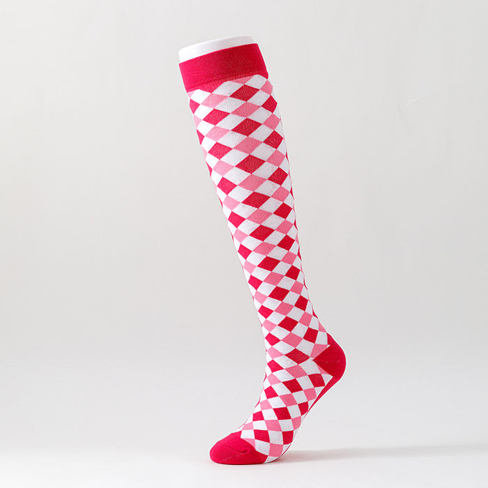 Knee-length Plaid Stockings Preppy Over-The-Knee Socks - Six Pairs
