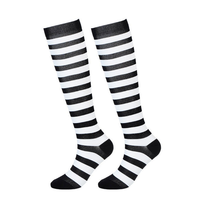 Striped Sports Compression Socks Breathable Sweat Absorbing Compression Compression Socks（7 pairs)