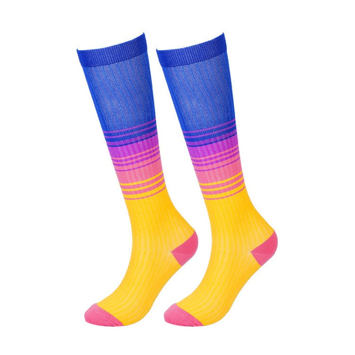 Striped Sports Compression Socks Breathable Sweat Absorbing Compression Compression Socks（7 pairs)