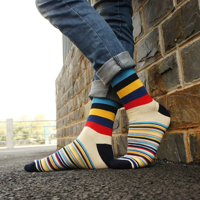 Rainbow Colorful Striped Cotton Socks