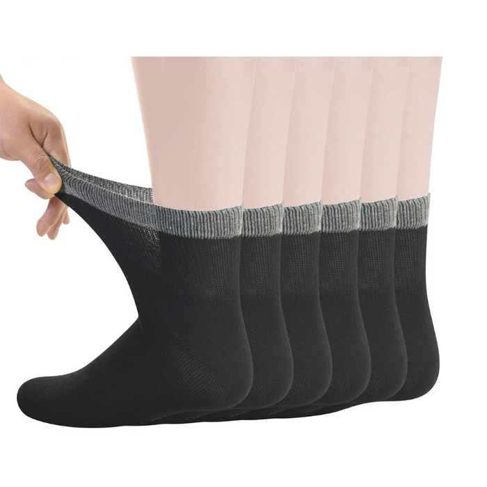 Non-Elastic 6 Pairs Diabetic Seamless Toe Bamboo Ankle Socks
