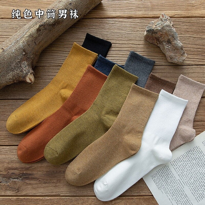 Casual Solid Color Warm Combed Cotton Socks