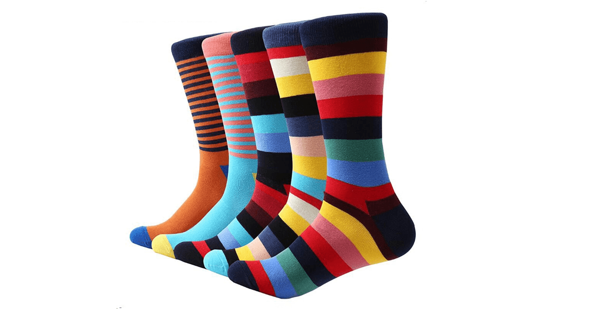 Stripes Cotton Business Casual Socks (5 Pack) - Sockz