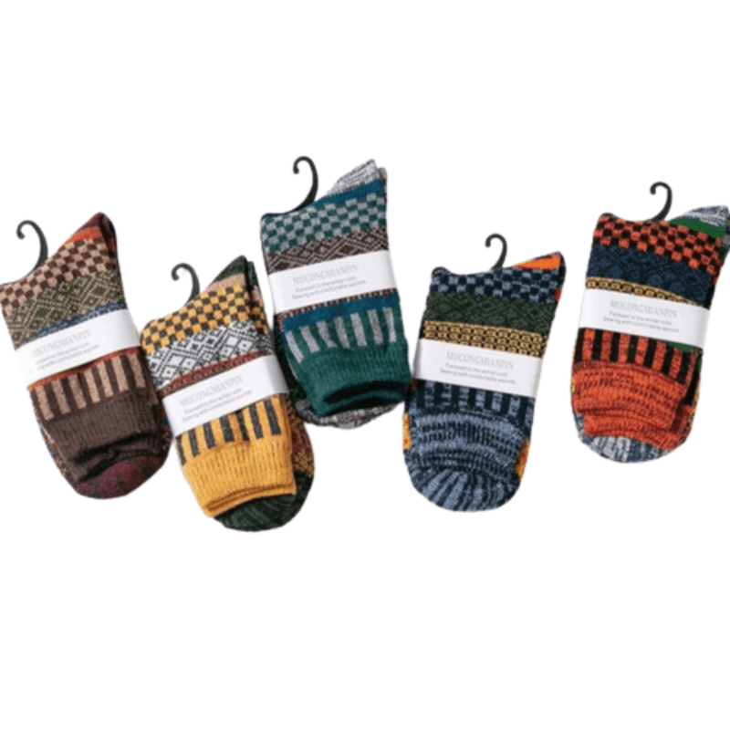 Thick Retro Style Wool Socks - 5 Pairs - Sockz