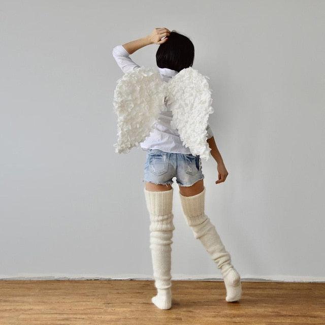Winter Wool Stockings | Hand-Knitted Thigh High Women's socks | Over The Knee Socks - Sockz